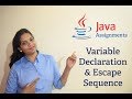 Basic Java Assignments 01 - Variable Declaration and Escape Sequence