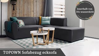 TOPOWN Sofabezug l form, sofahusse ecksofa mit 2 Kissenbezug ( Innerhalb von 30s wasserdicht)