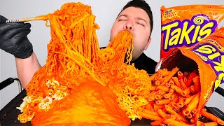 Matt Stonie's 10,000 Calorie EXTREMELY CHEESY Takis SPICY FIRE Noodle Challenge (907g. OF CHEESE)