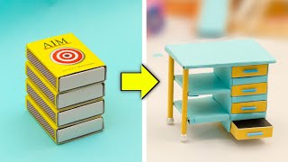 DIY Mini Study table with matchbox || How to make miniature Study table @Craftube4u