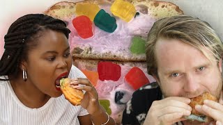 People Try Stuffed Ice Cream Donuts