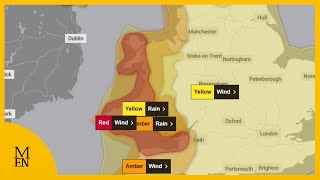 Met Office issues rare red warning for parts of UK ahead of Storm Darragh