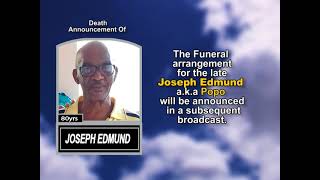 Joseph Edmund ~ Short Obituary