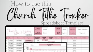 Church Tithe Tracker Excel Spreadsheet Template, Tithes and Offerings Google Sheet Record Keeping