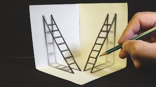 How to draw 3d ladders - Drawing 3D Ladders - Trick Art - VamosART