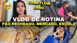 VLOG: rotina com as crianças em dia de aula, pão caseiro recheado fácil, compras de mercado