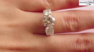 3.38ct Estate Vintage Round Diamond 3 Stone Engagement Wedding 18k WG Ring