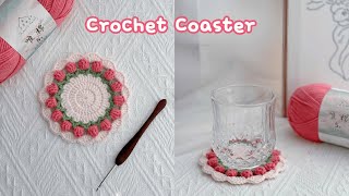 Crochet Coaster Tulip Plum Tutorial | Easy Crochet Ideas