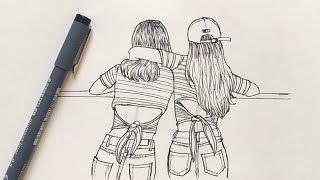 How to Draw Best Friends Easy | Step by Step