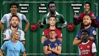 3V3V3 Maradona,Messi,Haaland 🆚 Pele,Ronaldo,Mbappe 🆚 Ronaldinho,Neymar,Saka | Which is strong?