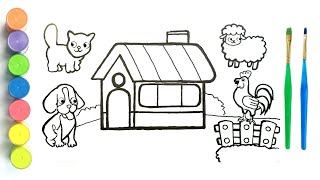Drawing, Painting and Coloring Houses, Animals for Children, Toddlers | magic picture
