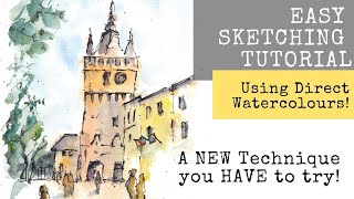 Direct Watercolour and Ink Urban Sketching made Simple - A Line And Wash Watercolor Tutorial