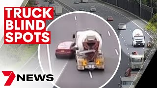 Video shows cars crashing with trucks on Sydney’s tollways, blind spots to blame | 7NEWS