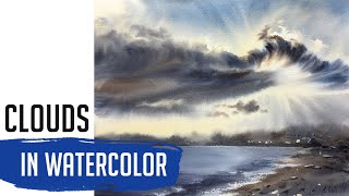 Clouds and sky with watercolor - Painting wet in wet - Relaxing speedpaint