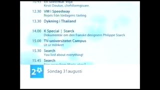 SVT2 Hallåa + Tablå (SVT 2003-08-31)