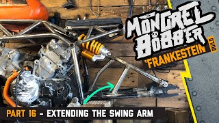 CB650 / VFR750 Bobber 'MONGREL' Part 16 - Extending and reinforcing the swing arm.