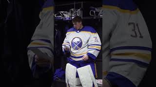 Eric Comrie Reads The Sabres Lineup! #shorts #nhl
