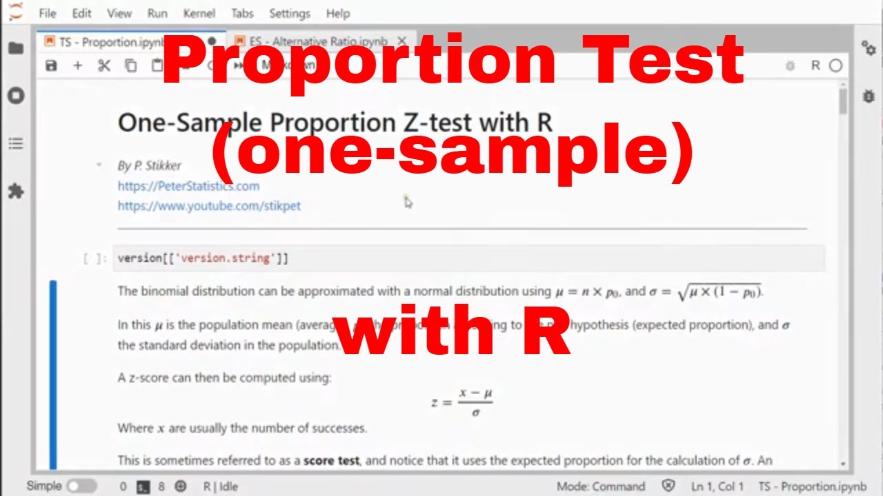R One Sample Proportion Test Youtube