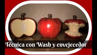 Pinta cerámica: Manzanas con técnica de wash