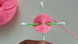 Amazing 3 Beautiful Woolen Yarn Flower making ideas with Cotton Buds | Easy Sewing Hack