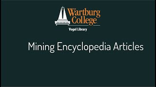 Mining Encyclopedia Entries