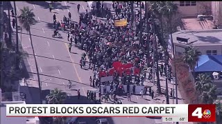 Protest blocks Oscars red carpet