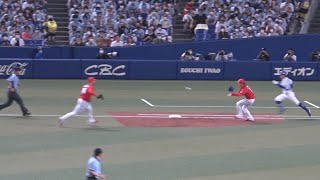 ただのファーストゴロが内野安打になる岡林の俊足！ (2022/07/10)