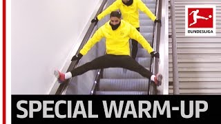 Dortmund's Hakimi in Funny Escalator Acrobatics