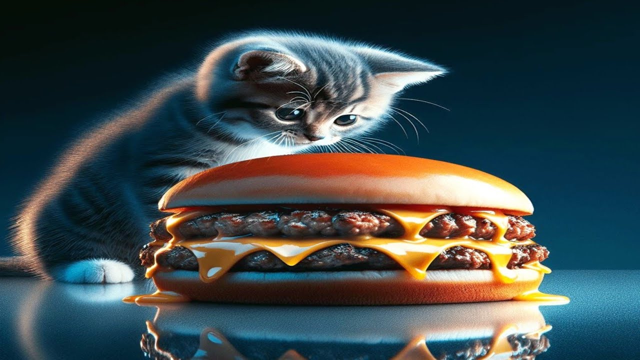 Cat Eating Burger ёяш Cat Loves Burger ёянфёяш Youtube