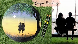 A Romantic Couple on a Swing Painting Step by Step for Beginners