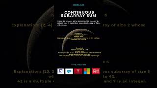 Continuous Subarray Sum #Python #Coding #algorithms #microsoft #salesforce #leetcode #tesla