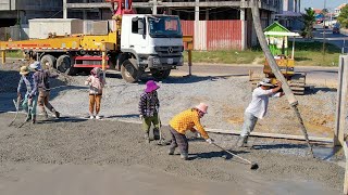 Innovative Concrete Road Construction With Mixer Trucks   Watch Construction In Action!