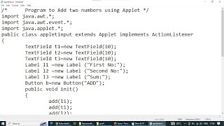 Addition of Two Numbers Using Java Applet | Add Two Numbers Using Applet | GUI Programming