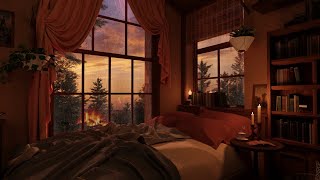 Cozy Corner Ambience - Gentle Rain Sounds | Fireplace on Window | 8 Hours