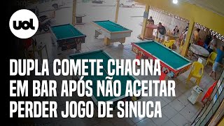 Chacina de Sinop: Câmera de segurança flagra o momento em que dupla mata sete pessoas em bar