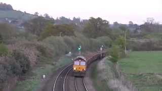 DB schenker 66051 \u0026 66151 Westbury to park junction  empty ballast wagons