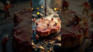 You Won’t Believe How This GIANT Steak Was Cooked! 🤯 #miniaturemagic #tinyworld #aianimation