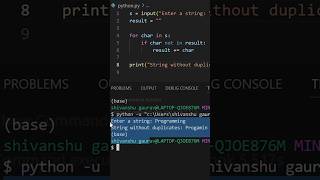 how to remove duplicate from a string ( python for beginners ) #python #string