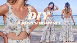 DIY 2 PIECES MAXI SET | Vacation wardrobe (Ep 2) | Step by step sewing tutorial