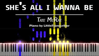 Tate McRae - she's all i wanna be (Piano Cover) Tutorial by LittleTranscriber