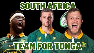 SOUTH AFRICA | Team for Tonga