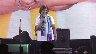 Mamamayang Liberal nominee Leila de Lima takes the stage at campaign launch of Kiko, Bam