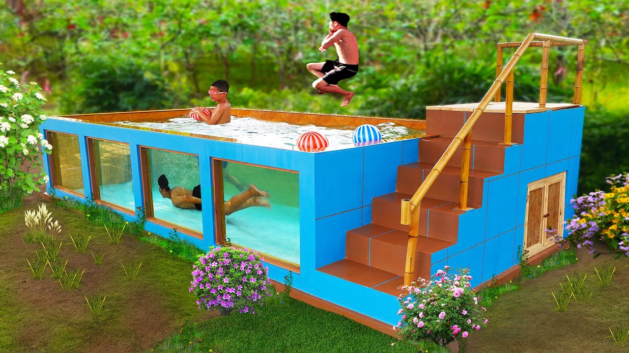 A Cool Summer With DIY Swimming Pool At Home For My Children - YouTube