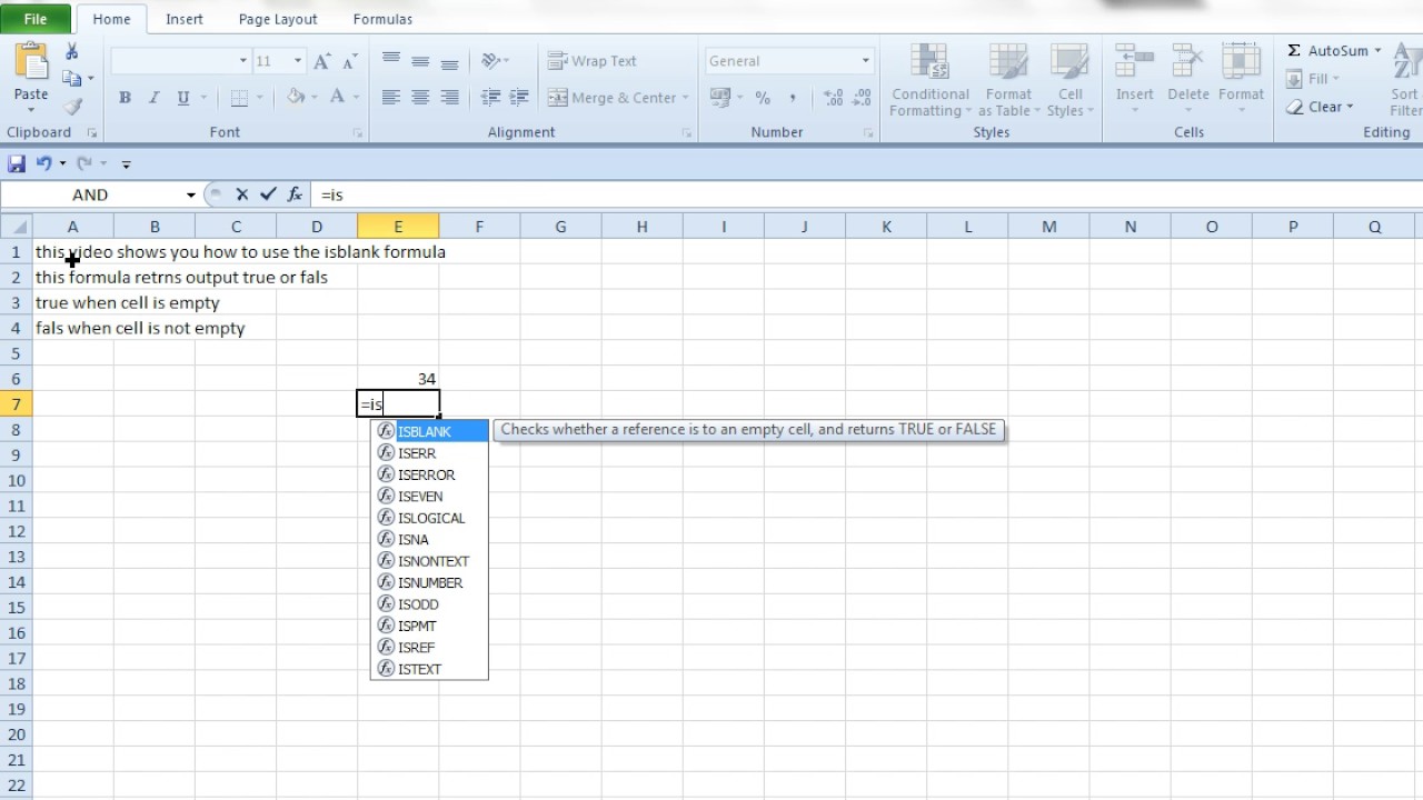 How To Use ISBLANK Formula In Excel - YouTube