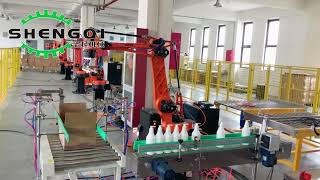 消毒凝胶洗手液日化产品机器人装箱生产线hand sanitizer daily chemical products robot packing production line