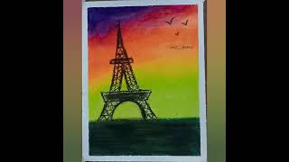 Easy Eiffel tower oil pastel drawing #shorts #oilpastel #drawing