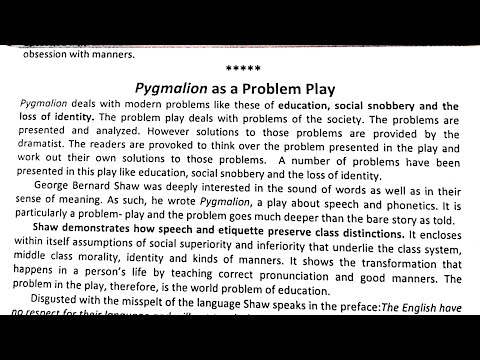 Why Pygmalion is a problem play?