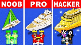 NOOB vs PRO: FAMILY YACHT HOUSE Build Challenge In Minecraft!