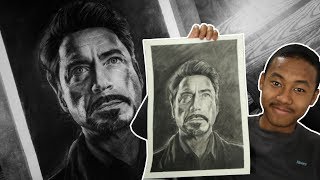 Lets Draw Robert Downey Jr (Iron Man) With CHARCOAL