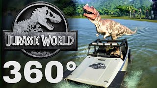 360° VR Jurassic Park Dinosaur Video 🔴 Jurassic World Evolution T-Rex Running after a car
